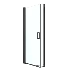GoodHome Porte de douche pivotante l.80 x H.195 cm, verre transparent, profilés alu noir, Ledava