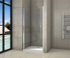 AICA Sanitaire Porte de douche pivotante 90x180cm en 6mm verre anticalcaire porte de douche Hauteur 180cm Installation en niche