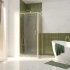 Paroi De Douche|Galedo Porte de douche pivotante et paroi fixe l.80 x 80 x H.200 cm profilés doré brossé, Factory