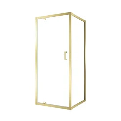 Paroi De Douche|Galedo Porte de douche pivotante et paroi fixe l.80 x 80 x H.200 cm profilés doré brossé, Factory