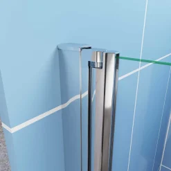 AICA Sanitaire Porte de Douche Pivotante 70x185cm en 6mm verre bande central Dépoli et Anticalcaire - Installation à gauche en niche