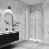 Porte De Douche|AICA Sanitaire Porte De douche pivotante 120x185cm en 6mm verre anticalcaire porte de douche pliante avec un élément fixe