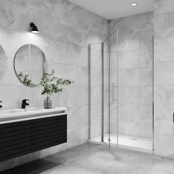 Porte De Douche|AICA Sanitaire Porte De douche pivotante 120x185cm en 6mm verre anticalcaire porte de douche pliante avec un élément fixe
