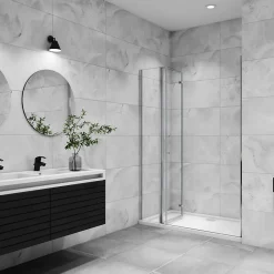Porte De Douche|AICA Sanitaire Porte De douche pivotante 120x185cm en 6mm verre anticalcaire porte de douche pliante avec un élément fixe