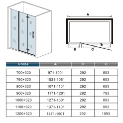 Porte De Douche|AICA Sanitaire Porte De douche pivotante 120x185cm en 6mm verre anticalcaire porte de douche pliante avec un élément fixe