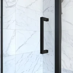 Aurlane Porte de douche Pivotante et retour 90x90x200 - Profilés noir mat - CRUSH PIVOTANTE