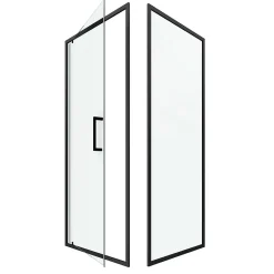 Aurlane Porte de douche Pivotante et retour 90x90x200 - Profilés noir mat - CRUSH PIVOTANTE