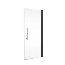 Schulte Porte de douche pivotante en niche l.90 x H.192 cm, verre transparent anticalcaire, profilé noir mat, NewStyle