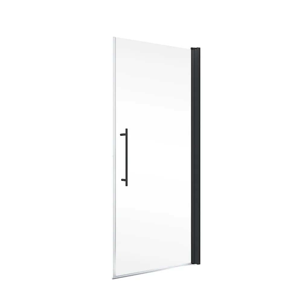 Schulte Porte de douche pivotante en niche l.90 x H.192 cm, verre transparent anticalcaire, profilé noir mat, NewStyle
