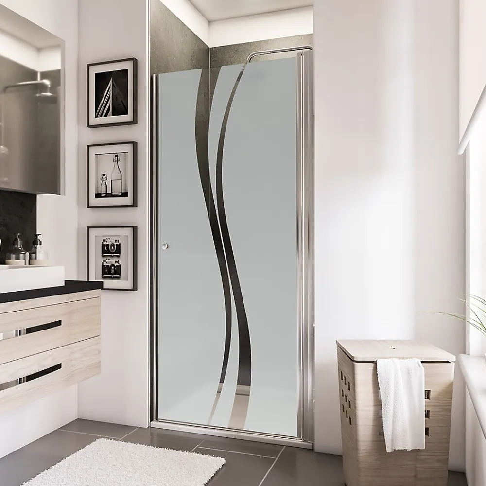 Porte De Douche|Schulte Porte de douche pivotante l.80 x H.192 cm, verre transparent anticalcaire, décor Liane, profilé chromé, NewStyle