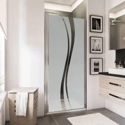 Porte De Douche|Schulte Porte de douche pivotante l.80 x H.192 cm, verre transparent anticalcaire, décor Liane, profilé chromé, NewStyle