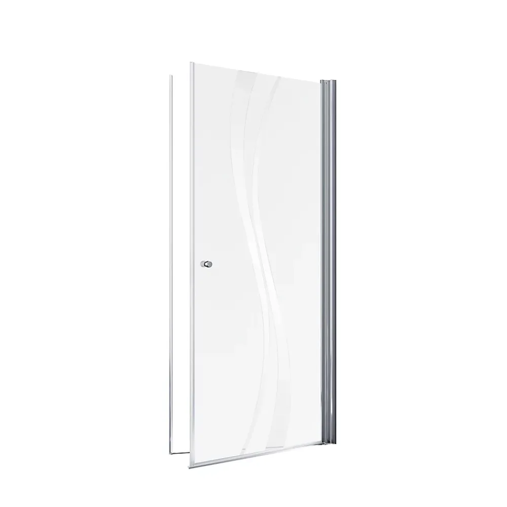 Porte De Douche|Schulte Porte de douche pivotante l.80 x H.192 cm, verre transparent anticalcaire, décor Liane, profilé chromé, NewStyle
