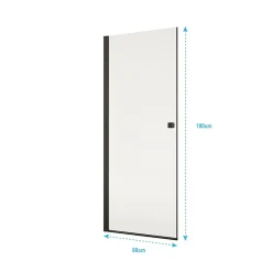 Porte De Douche|Aurlane Porte de Douche pivotante 90x180 cm en Verre Trempe 5 mm - Finition Noire - DARK ELEMENTARY