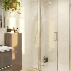 Porte De Douche|GoodHome Porte de douche pivotante l.80 x H.195 cm, verre transparent, profilés alu chrome, Ledava