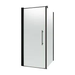 Porte De Douche|Schulte Porte de douche pivotante et paroi latérale l.80 x L.80 x H.190 cm, profilé noir, verre brume, NewStyle