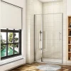 AICA Sanitaire Porte De Douche Pivotante 120x187cm Porte De Douche Avec 1 élément Fixe En 6mm Verre Anticalcaire