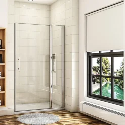 AICA Sanitaire Porte De Douche Pivotante 120x187cm Porte De Douche Avec 1 élément Fixe En 6mm Verre Anticalcaire