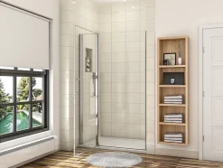 AICA Sanitaire Porte De Douche Pivotante 120x187cm Porte De Douche Avec 1 élément Fixe En 6mm Verre Anticalcaire