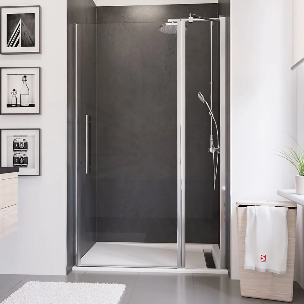 Porte De Douche|Schulte Porte de douche pivotante l.120xH.192cm, verre transparent anticalcaire 5mm, profilé chromé, NewStyle