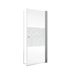 Porte De Douche|Schulte Porte de douche pivotante l.90 x H.192 cm, verre transparent anticalcaire, décor Cercles, profilé chromé, NewStyle