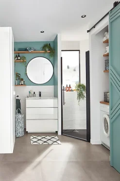 Porte De Douche|Schulte Porte de douche pivotante l.70 x H.192 cm, verre transparent anticalcaire, profilé noir mat, NewStyle