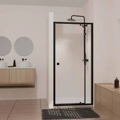 Aurlane Porte de douche Pivotante Noir 70-80x185cm - Extensible de 69 à 80 cm - BLACK SLIDE 70 80