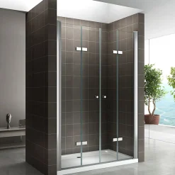 Saniverre Porte de douche pliante EMMY H.195 largeur réglable 112 à 116 cm verre transparent -