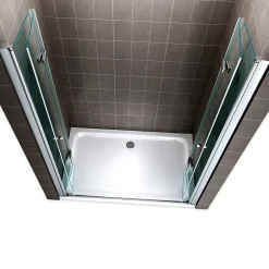 Saniverre Porte de douche pliante EMMY H.195 largeur réglable 112 à 116 cm verre transparent -