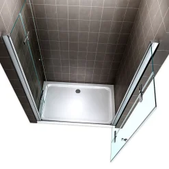 Saniverre Porte de douche pliante EMMY H.195 largeur réglable 112 à 116 cm verre transparent -