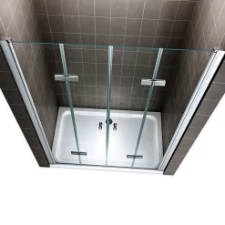Saniverre Porte de douche pliante EMMY H.195 largeur réglable 112 à 116 cm verre transparent -