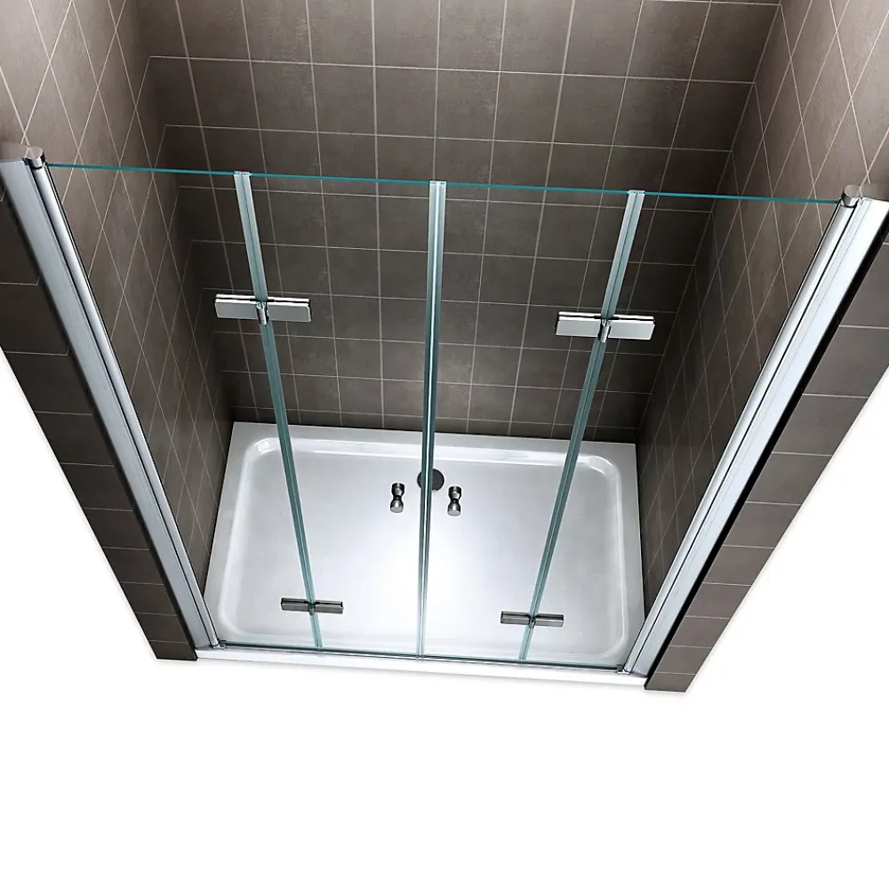 Saniverre Porte de douche pliante EMMY H.195 largeur réglable 112 à 116 cm verre transparent -