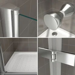 Saniverre Porte de douche pliante EMMY H.195 largeur réglable 112 à 116 cm verre transparent -