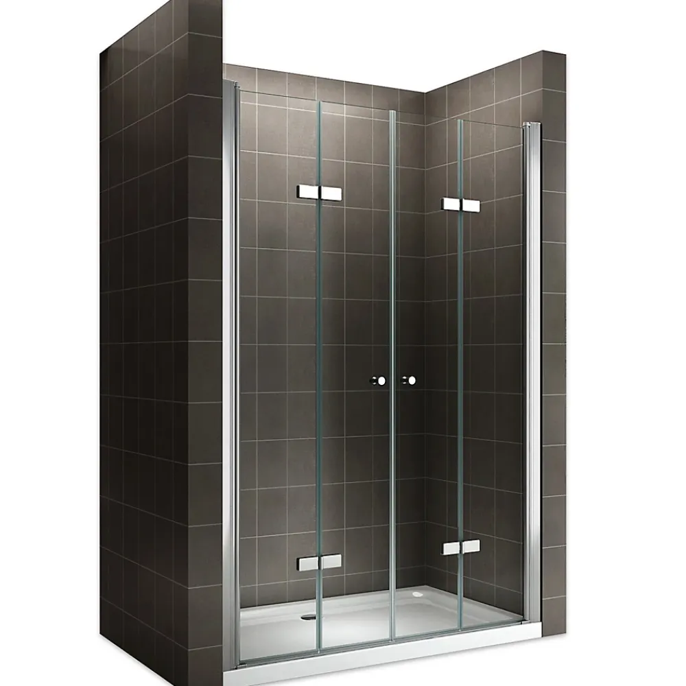 Saniverre Porte de douche pliante EMMY H.195 largeur réglable 112 à 116 cm verre transparent -