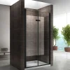 Saniverre Porte de douche pliante MONABLACK H.195 largeur réglable 100 à 104 cm verre transparent -