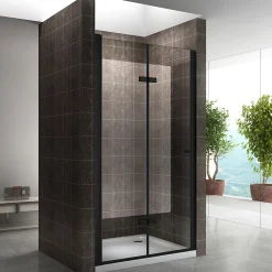 Saniverre Porte de douche pliante MONABLACK H.195 largeur réglable 100 à 104 cm verre transparent -