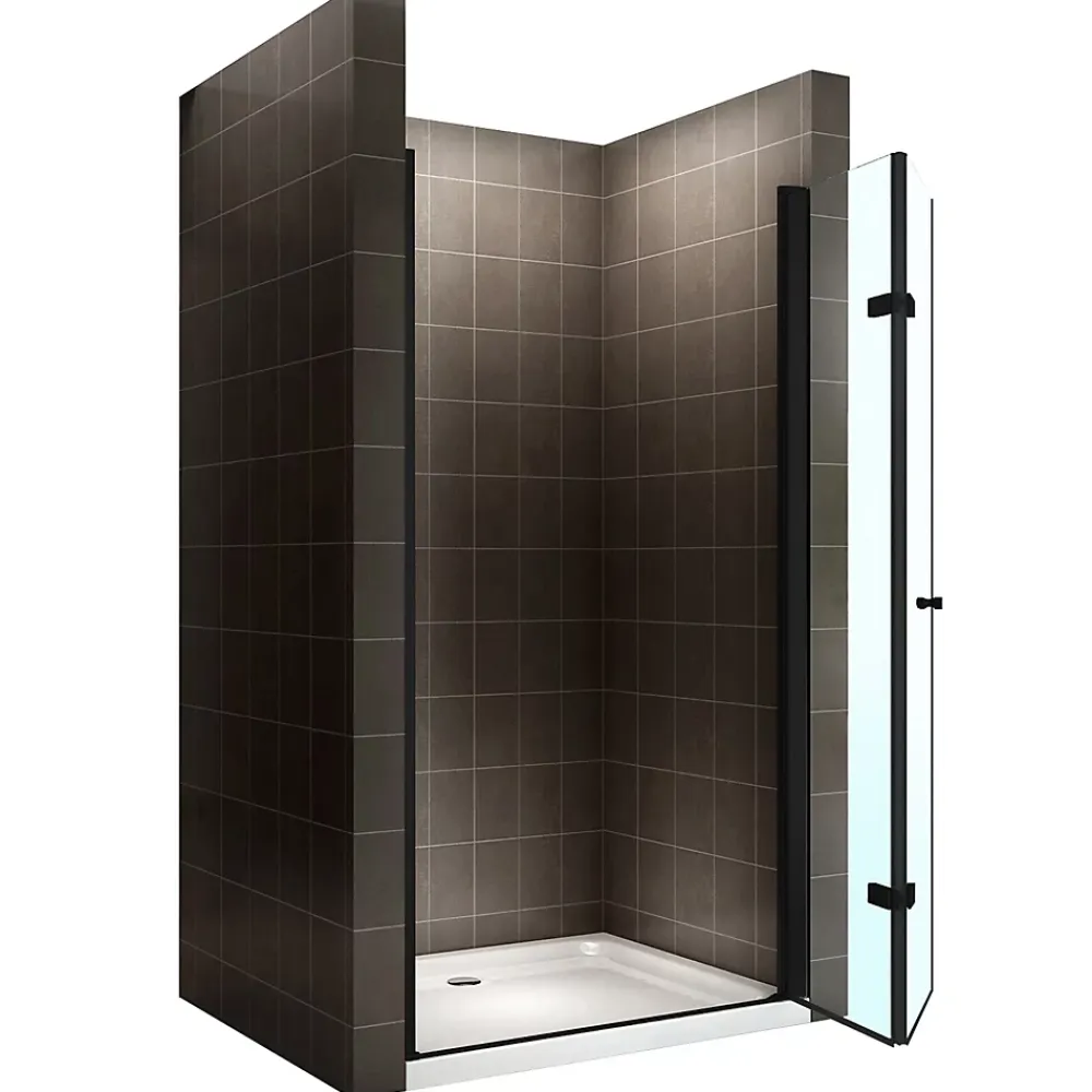 Saniverre Porte de douche pliante MONABLACK H.195 largeur réglable 100 à 104 cm verre transparent -