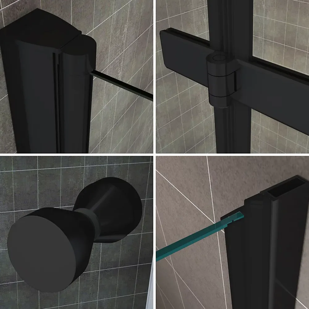 Saniverre Porte de douche pliante MONABLACK H.195 largeur réglable 100 à 104 cm verre transparent -
