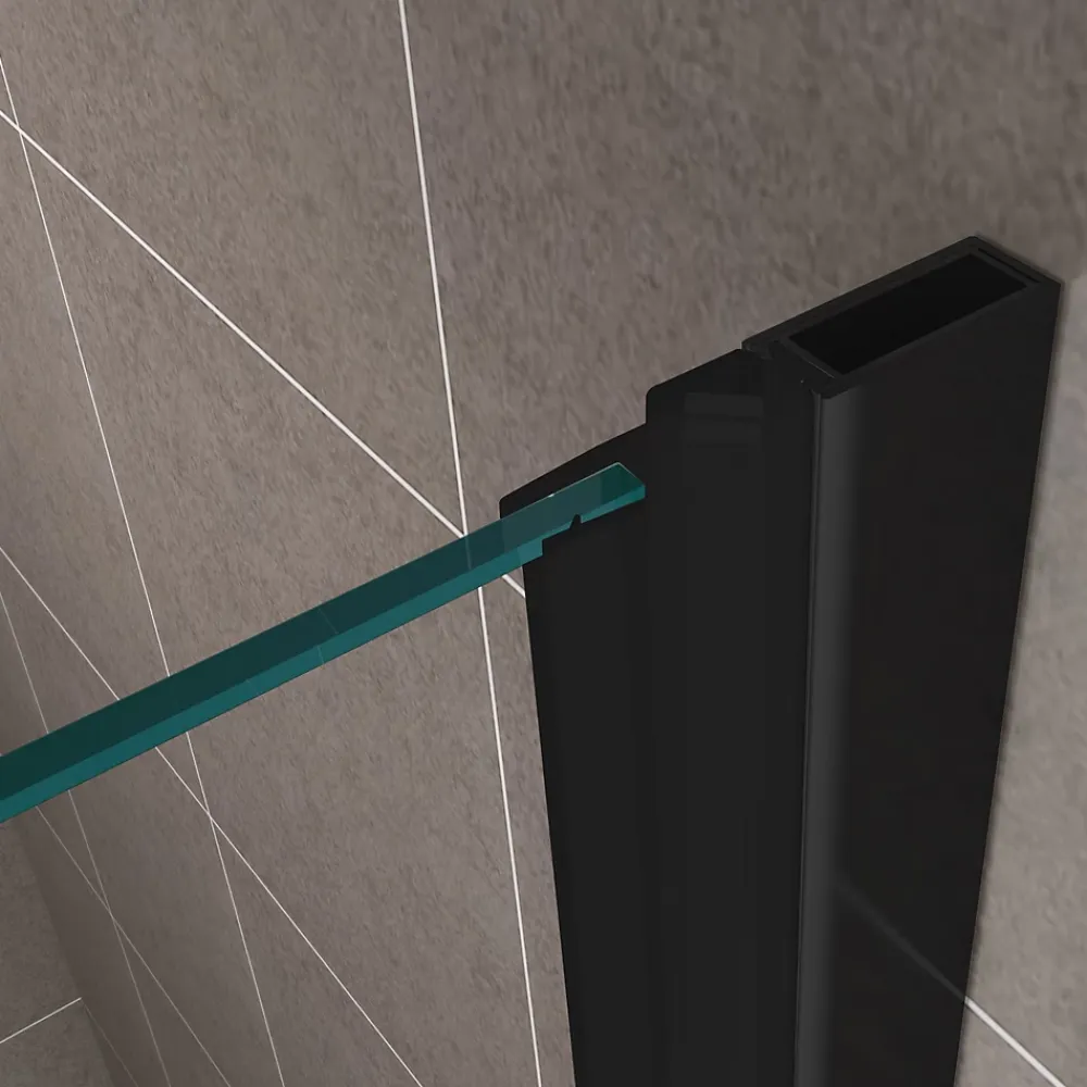 Saniverre Porte de douche pliante MONABLACK H.195 largeur réglable 100 à 104 cm verre transparent -