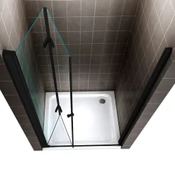 Porte De Douche|Saniverre Porte de douche pliante MONABLACK H.195 largeur réglable 92 à 96 cm verre transparent -