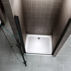 Porte De Douche|Saniverre Porte de douche pliante MONABLACK H.195 largeur réglable 92 à 96 cm verre transparent -