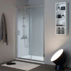 Kiamami Valentina Porte de douche pour niche 130 cm verre clair réversible - new giada