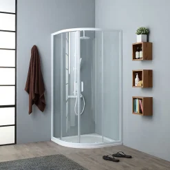 Kiamami Valentina Porte De Douche Semi-Circulaire Avec Profilés Blancs 80X80 Cm - Venere
