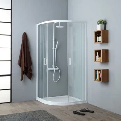 Kiamami Valentina Porte De Douche Semi-Circulaire Avec Profilés Blancs 80X80 Cm - Venere