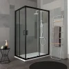 Kiamami Valentina Porte De Douche 80X100 H 190 Profilé Noir Mat Verre Clair - City