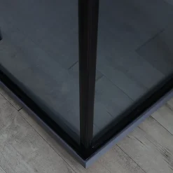 Kiamami Valentina Porte De Douche 80X100 Noire Mate Réversible Avec Deux Portes Battantes En Verre - London