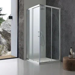 Kiamami Valentina Porte De Douche 80X80 Transparente Portes Coulissantes Profilés Chromés - Giada