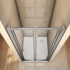 Porte De Douche|AICA Sanitaire Porte de douche 100x185cm en verre trempé porte de douche pliante vers l'intérieur installation en niche