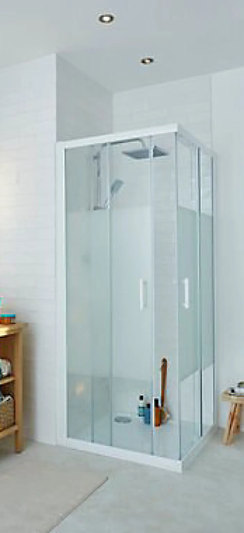Porte De Douche|Cooke & Lewis Portes de douche angle droit Onega sérigraphié 80 x 80 cm