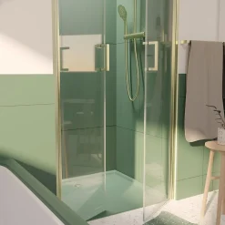 Galedo Portes de douche battantes 80 x 200 cm, profilés doré brossé, Saloon