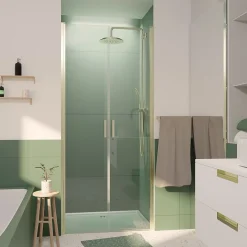 Porte De Douche|Galedo Portes de douche battantes 90 x 200 cm, profilés doré brossé, Saloon